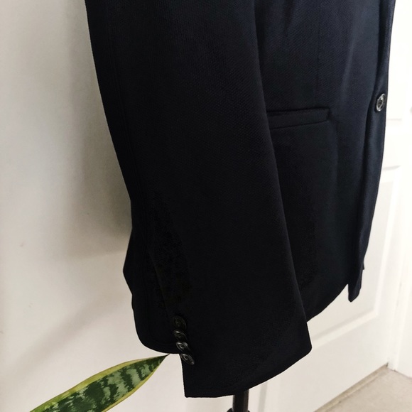 ZARA MAN Textured Navy Blue Blazer, Size L / 42 - Picture 3 of 9